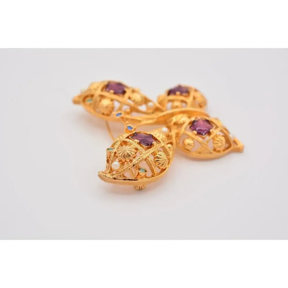 Avon Vintage Butterfly Pin Brooch Gold Large Big Enamel Chunky Signed 1990s 9B